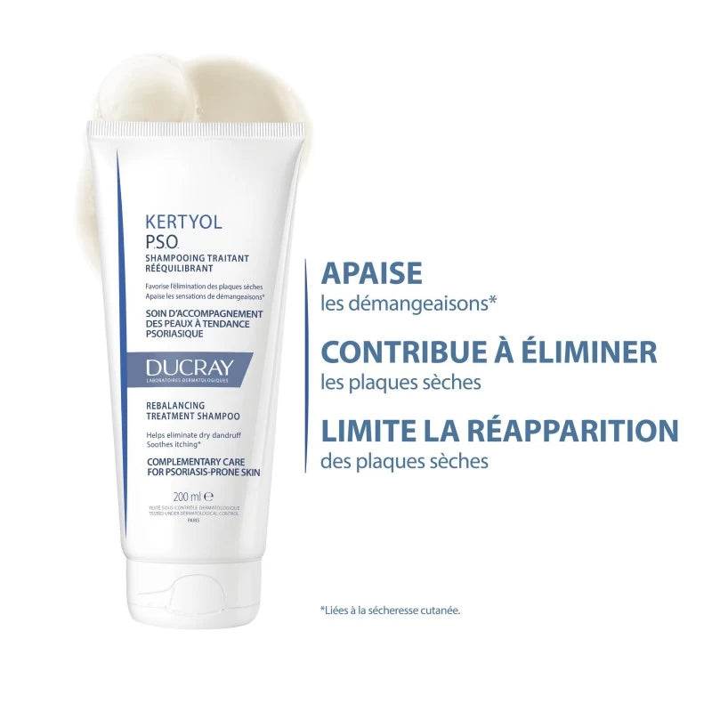 DUCRAY Kertyol PSO Shampooing Traitant Rééquilibrant 200ml - Psoriasis & Squames - Image 4