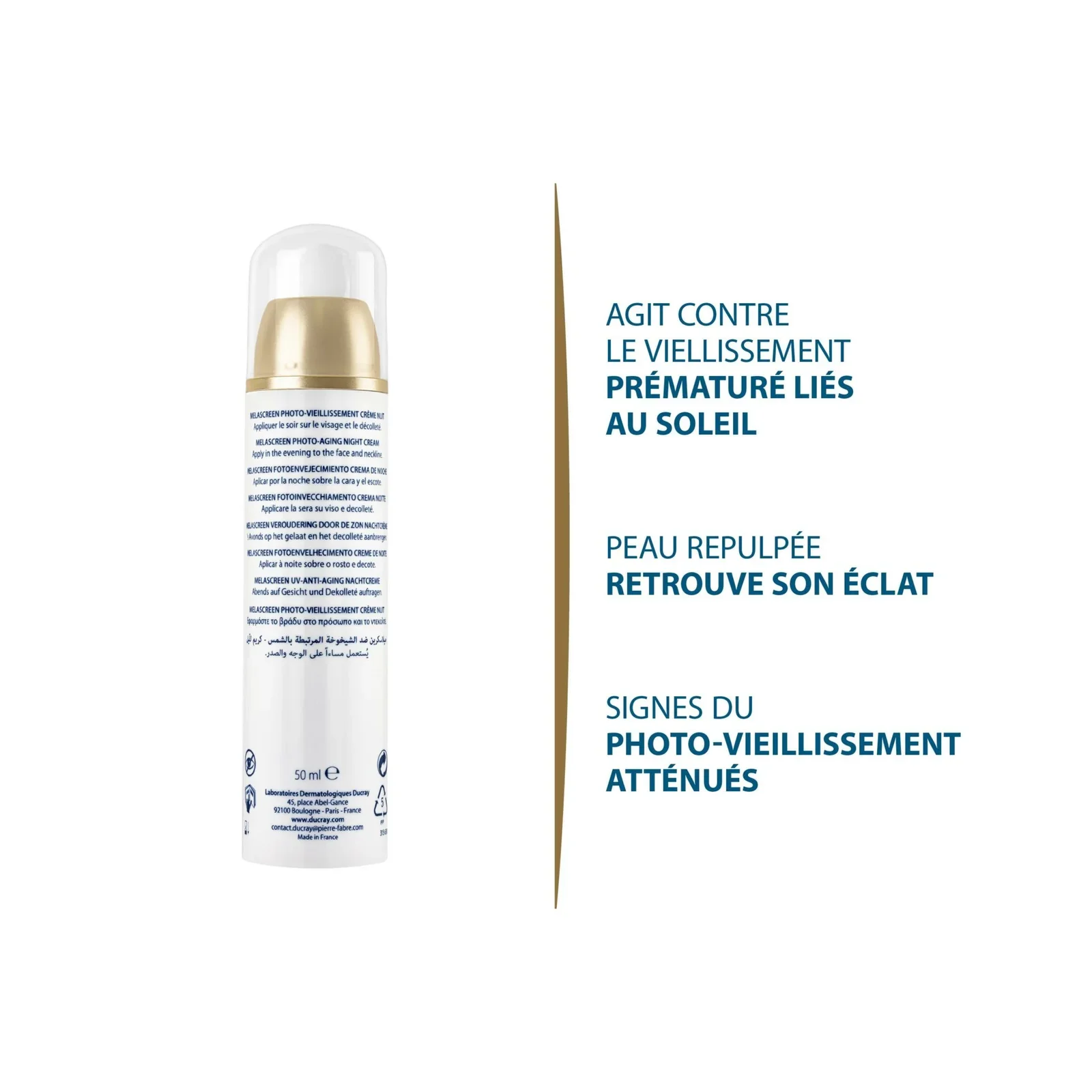 DUCRAY Melascreen Photo-Vieillissement Crème Nuit 50ml - Régénération Nocturne - Image 3
