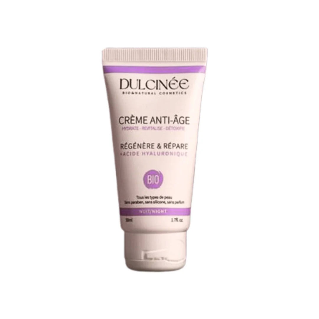 DULCINEE Crème de Nuit Anti-Âge Bio 50ml Crème Nuit Visage Bio Anti-Rides Régénération Naturelle Éclat