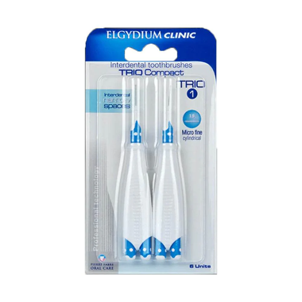 ELGYDIUM Clinic Trio Compact Brossettes Interdentaires 1,9mm Design Pratique Nettoyage Optimal