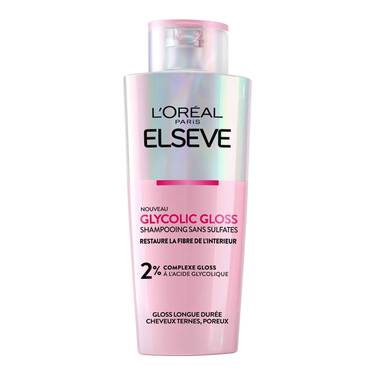 ELSEVE Glycolic Gloss Shampooing 200ml Acide Glycolique Lissage Brillance Miroir Cheveux Ternes Anti-Frisottis