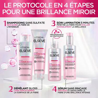 ELSEVE Glycolic Gloss Shampooing 200ml Acide Glycolique Lissage Brillance Miroir Cheveux Ternes Anti-Frisottis - Image 6