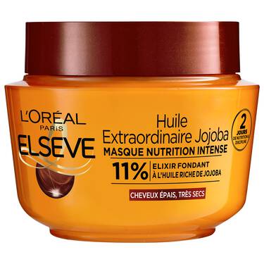 ELSEVE Huile Extraordinaire Jojoba Masque Nutrition Intense 300ml Cheveux Très Secs Réparation Profonde Brillance