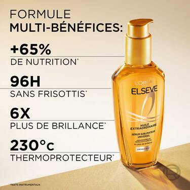 ELSEVE Huile Extraordinaire Cheveux Très Secs Kit Shampooing 200ml + Sérum 100ml Nutrition Intense Brillance - Image 5