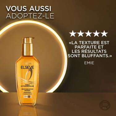 ELSEVE Huile Extraordinaire Cheveux Très Secs Kit Shampooing 200ml + Sérum 100ml Nutrition Intense Brillance - Image 9