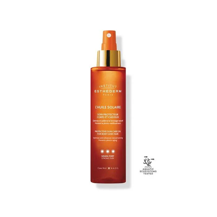 ESTHEDERM L'Huile Solaire 150ml Soin Protecteur Corps Cheveux SPF Soleil Fort Bronzage Sublimé Texture Sèche