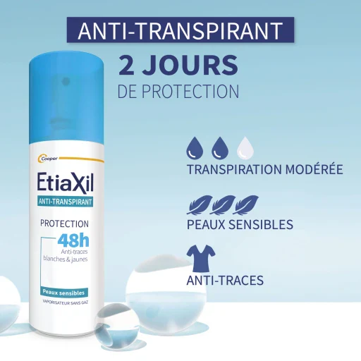 ETIAXIL Anti-Transpirant Protection 48H 100ml Aérosol Efficacité Longue Durée Transpiration Modérée Usage Quotidien - Image 6