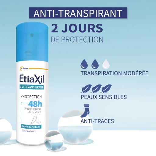 ETIAXIL Anti-Transpirant Protection 48H Pieds 100ml Spray Efficacité Clinique Transpiration Modérée Usage Quotidien - Image 6