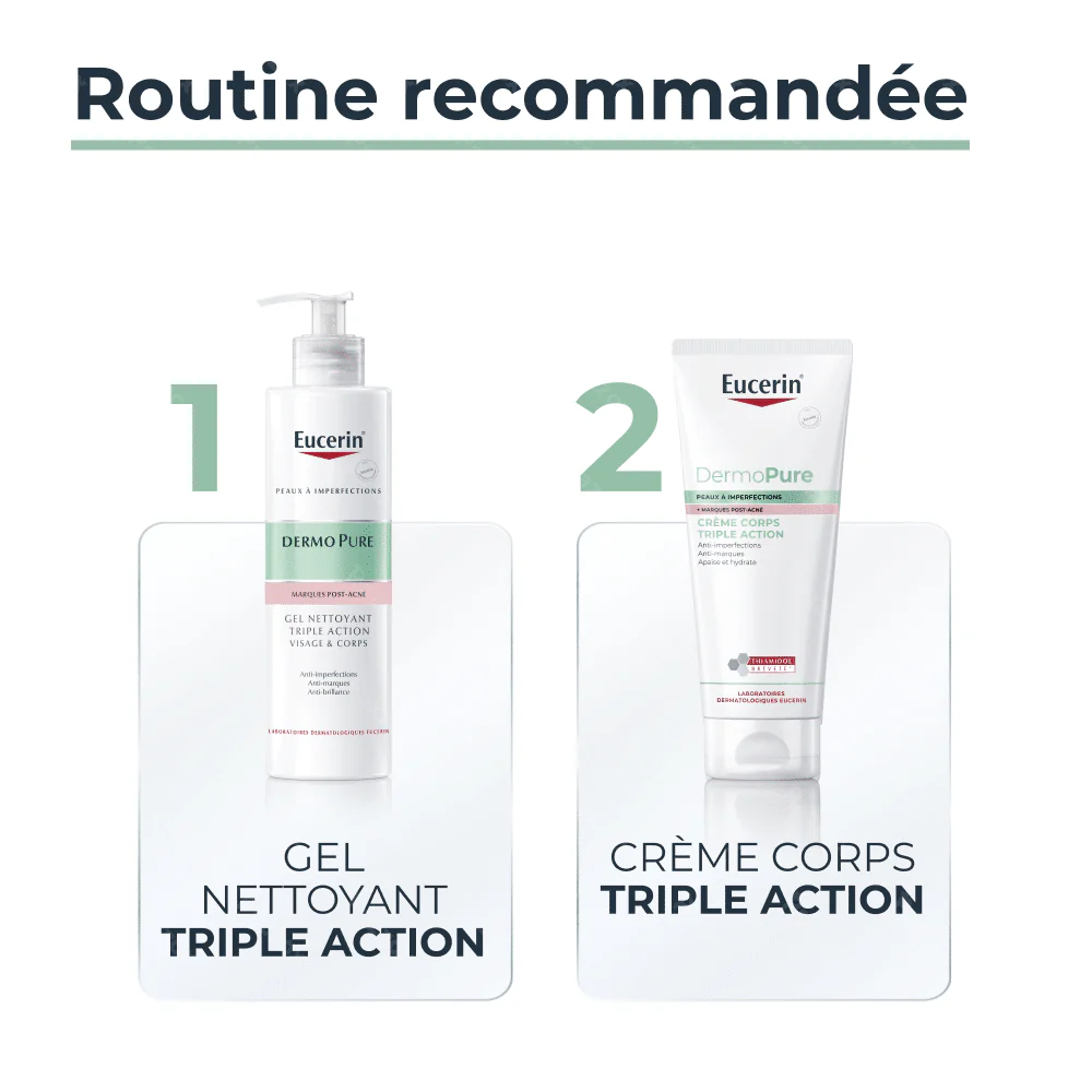EUCERIN Dermopure Crème Corps Triple Action 200ml Acné Corporelle Exfolie Hydrate - Image 5