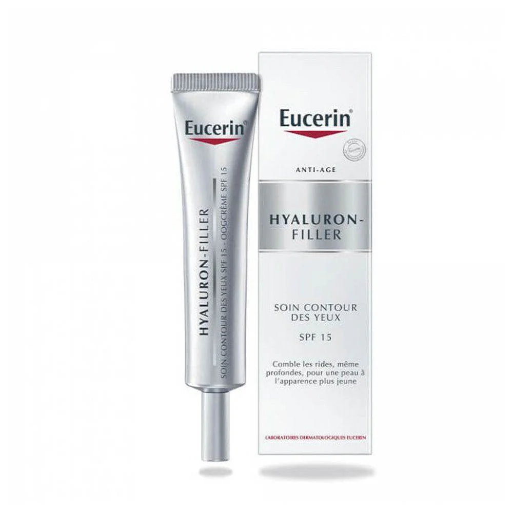 EUCERIN HYALURON-FILLER Soin Contour Yeux SPF15 15ml Anti-Rides Acide Hyaluronique Protection Solaire Testé Ophtalmologiquement - Image 2