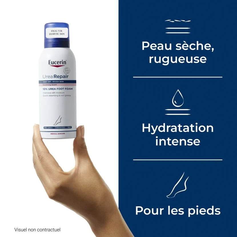 EUCERIN Mousse Pieds 10% Urée Spray 150ml Pieds Très Secs Diabétiques Hydratation 48h Format Pratique Application Facile - Image 3
