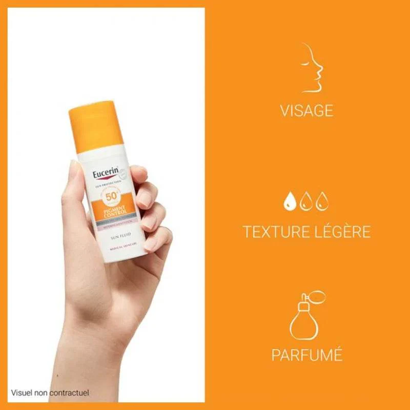 EUCERIN Sun PROTECTION Control Fluide Solaire SPF50+ Medium 50ml Naturelle Anti-Brillance Matité 12h Peaux Mates - Image 4
