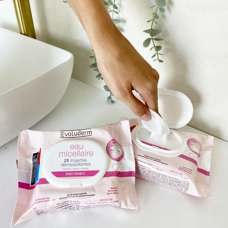 EVOLUDERM Lingettes Démaquillant Micellaire 25 Pièces Démaquillantes Visage Yeux Pratiques Tous Types Peaux - Image 2