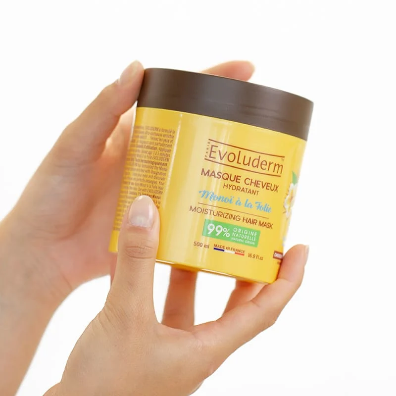 EVOLUDERM Masque Cheveux Monoï A La Folie 500ml Soin Nourrissant Réparateur Parfum Exotique - Image 2