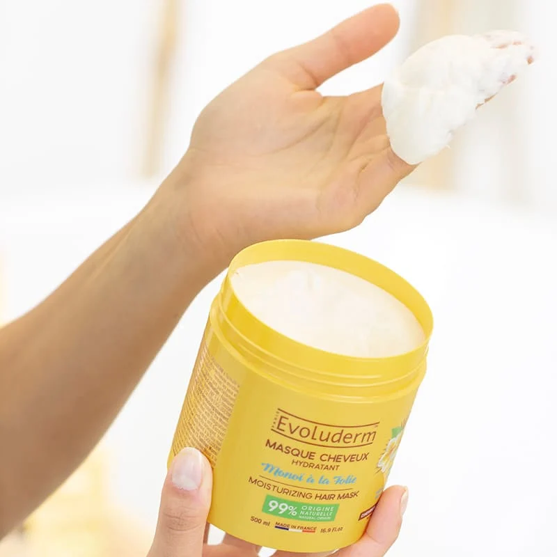 EVOLUDERM Masque Cheveux Monoï A La Folie 500ml Soin Nourrissant Réparateur Parfum Exotique - Image 3