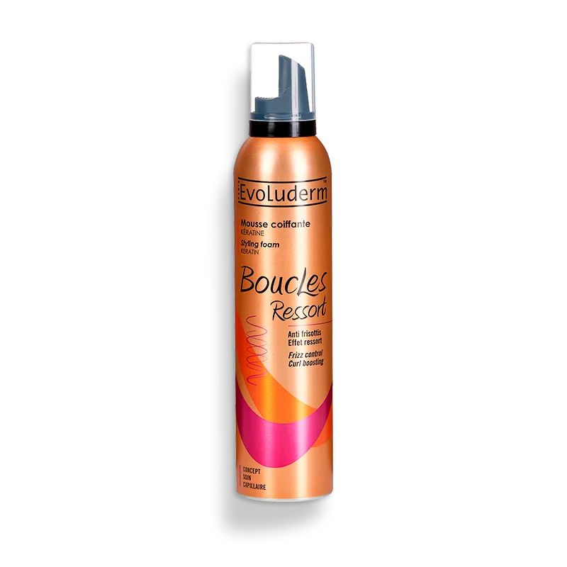 EVOLUDERM Mousse Coiffante 250ml Coiffage Cheveux Volume Fixation Légère Tous Types Cheveux