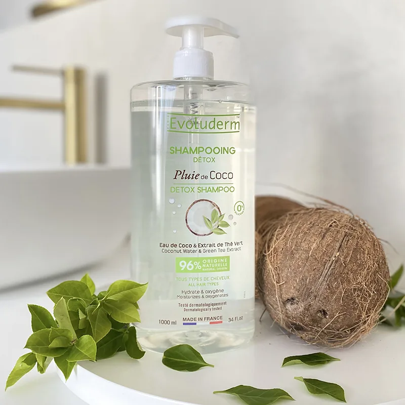 EVOLUDERM Shampoing Pluie De Coco 1L Nettoyant Nourrissant Parfum Coco Tous Types Cheveux - Image 2