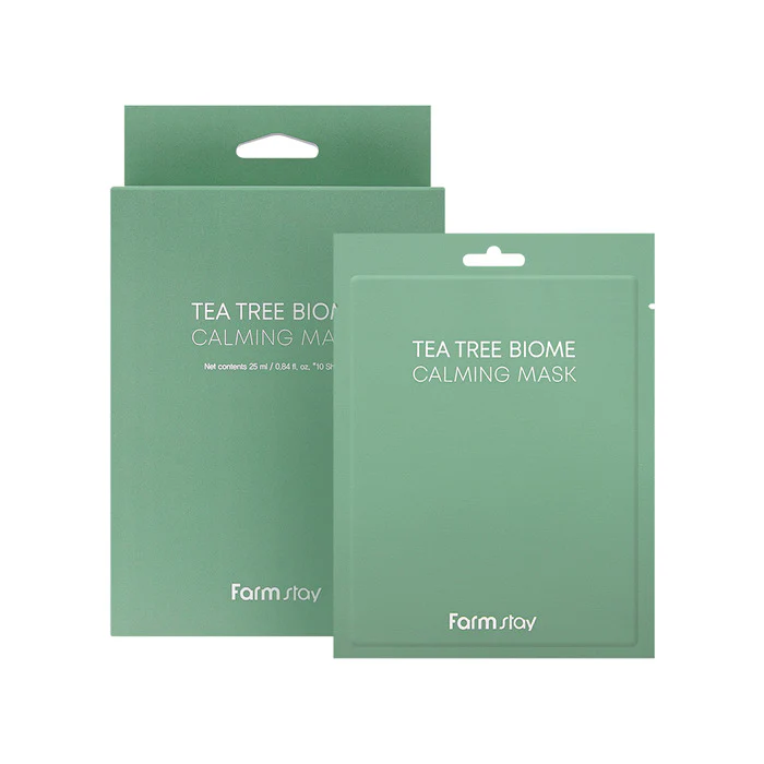 FARMSTAY Tea Tree Biome Calming Mask 25ml x 10 Feuilles Masques Tissu Apaisants - Image 2