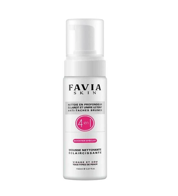 FAVIA DERMATOLOGIE Skin Mousse Nettoyante Éclaircissante 150ml Mousse Visage Anti-Taches Pigmentation Éclat Unifiant
