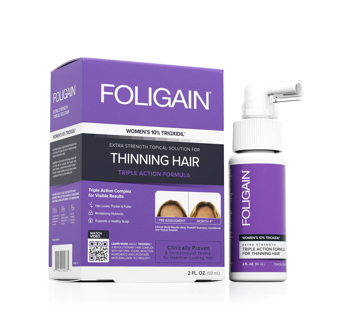 FOLIGAIN Triple Action Lotion Trioxidil 10% Femme Lotion Anti-Chute Cheveux Densité Volume Croissance Capillaire Traitement Intensif