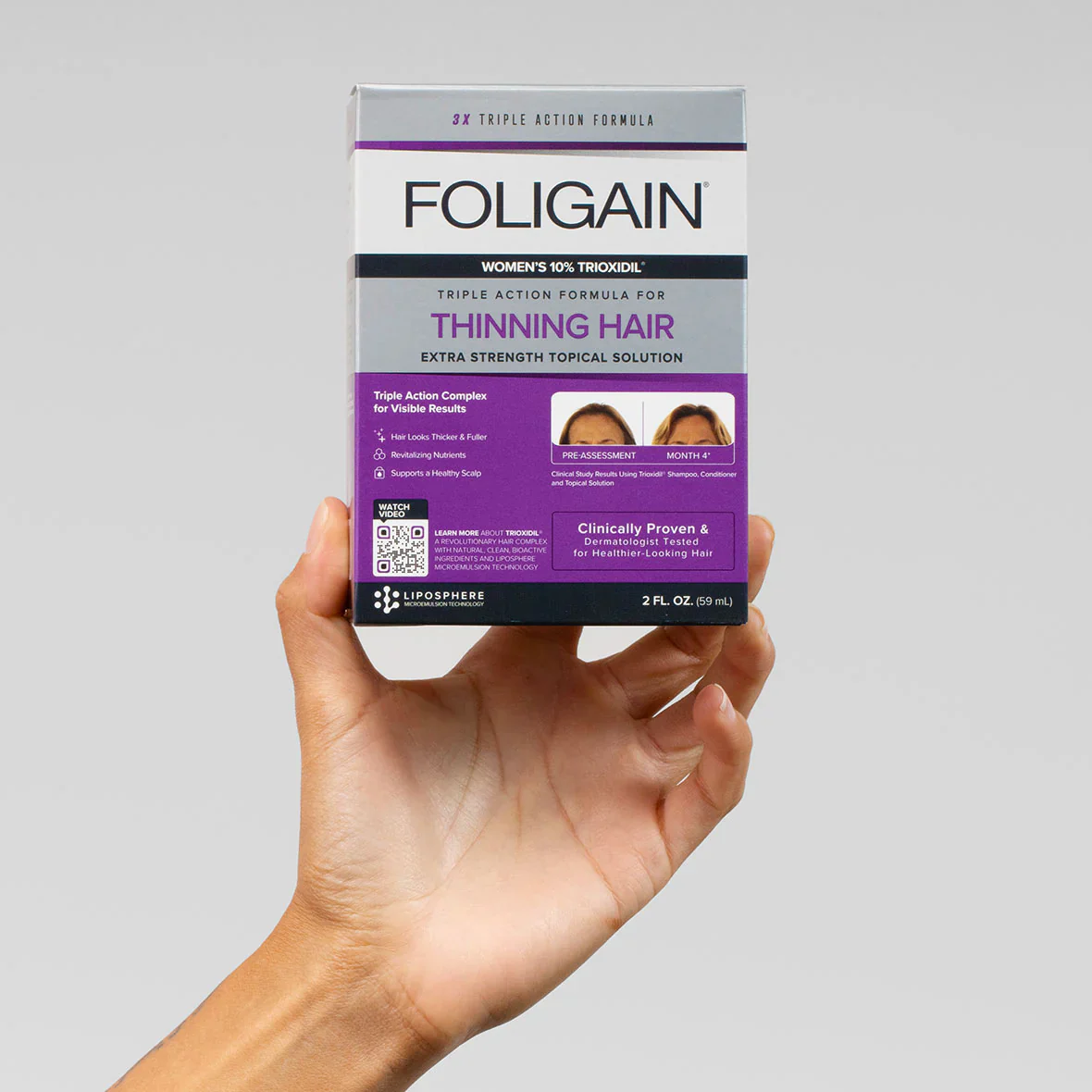 FOLIGAIN Triple Action Lotion Trioxidil 10% Femme Lotion Anti-Chute Cheveux Densité Volume Croissance Capillaire Traitement Intensif - Image 5