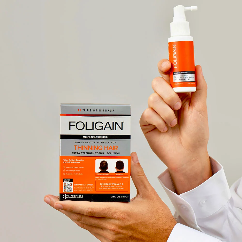 FOLIGAIN Triple Action Lotion Trioxidil 10% Homme Lotion Anti-Chute Cheveux Densité Volume Croissance Capillaire Traitement Intensif - Image 13