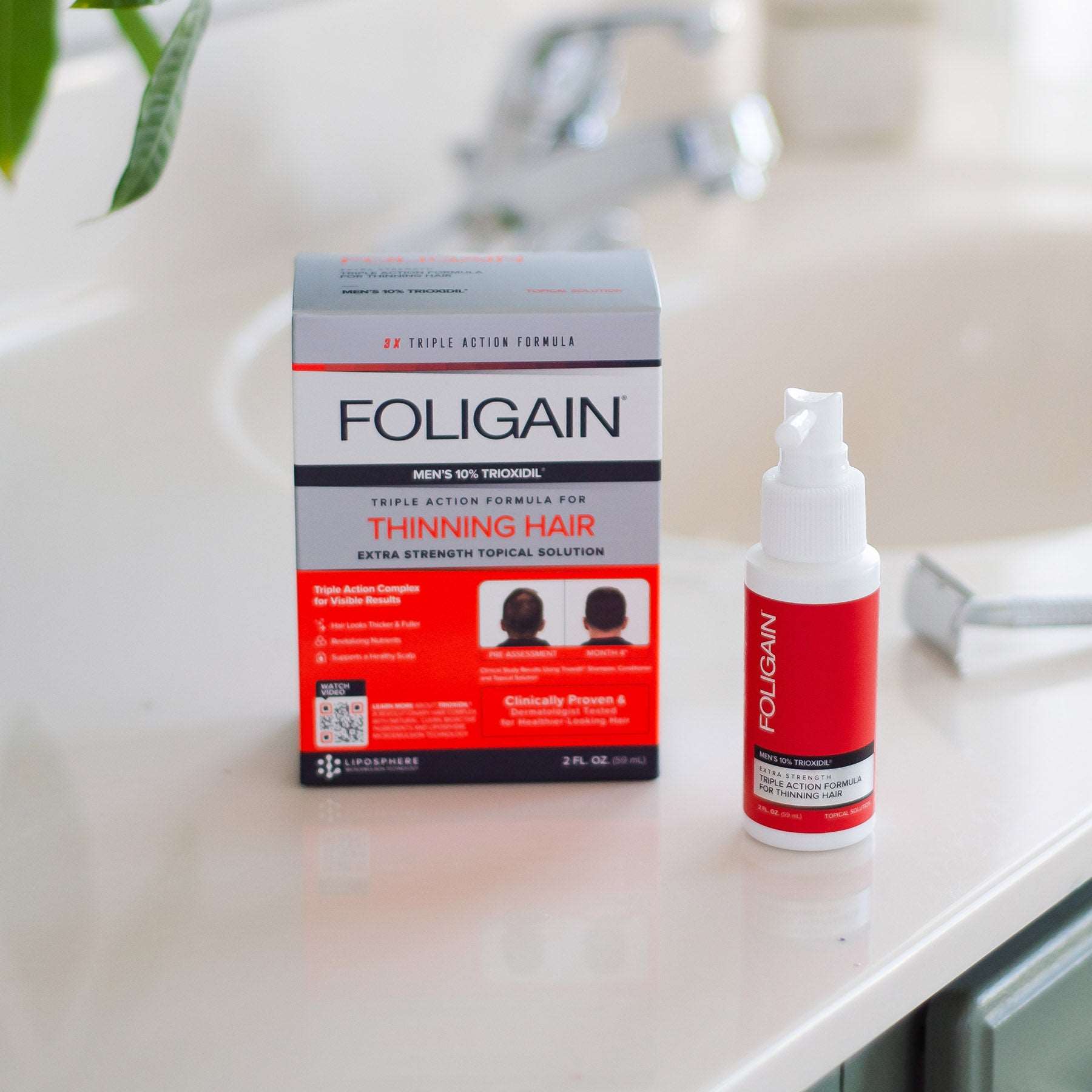 FOLIGAIN Triple Action Lotion Trioxidil 10% Homme Lotion Anti-Chute Cheveux Densité Volume Croissance Capillaire Traitement Intensif - Image 5