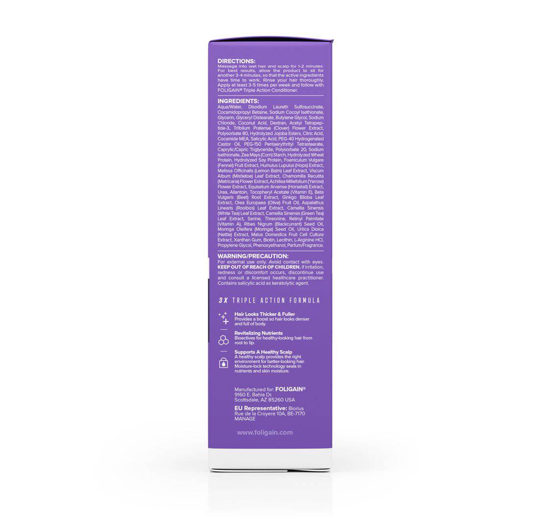 FOLIGAIN Triple Action Shampoing Trioxidil 2% Femme Shampoing Anti-Chute Cheveux Densité Volume Croissance Capillaire - Image 2