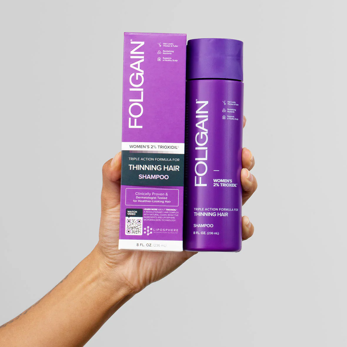 FOLIGAIN Triple Action Shampoing Trioxidil 2% Femme Shampoing Anti-Chute Cheveux Densité Volume Croissance Capillaire - Image 8