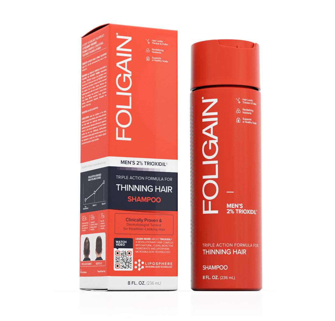 FOLIGAIN Triple Action Shampooing Trioxidil 2% Homme Shampoing Anti-Chute Cheveux Densité Volume Croissance Capillaire
