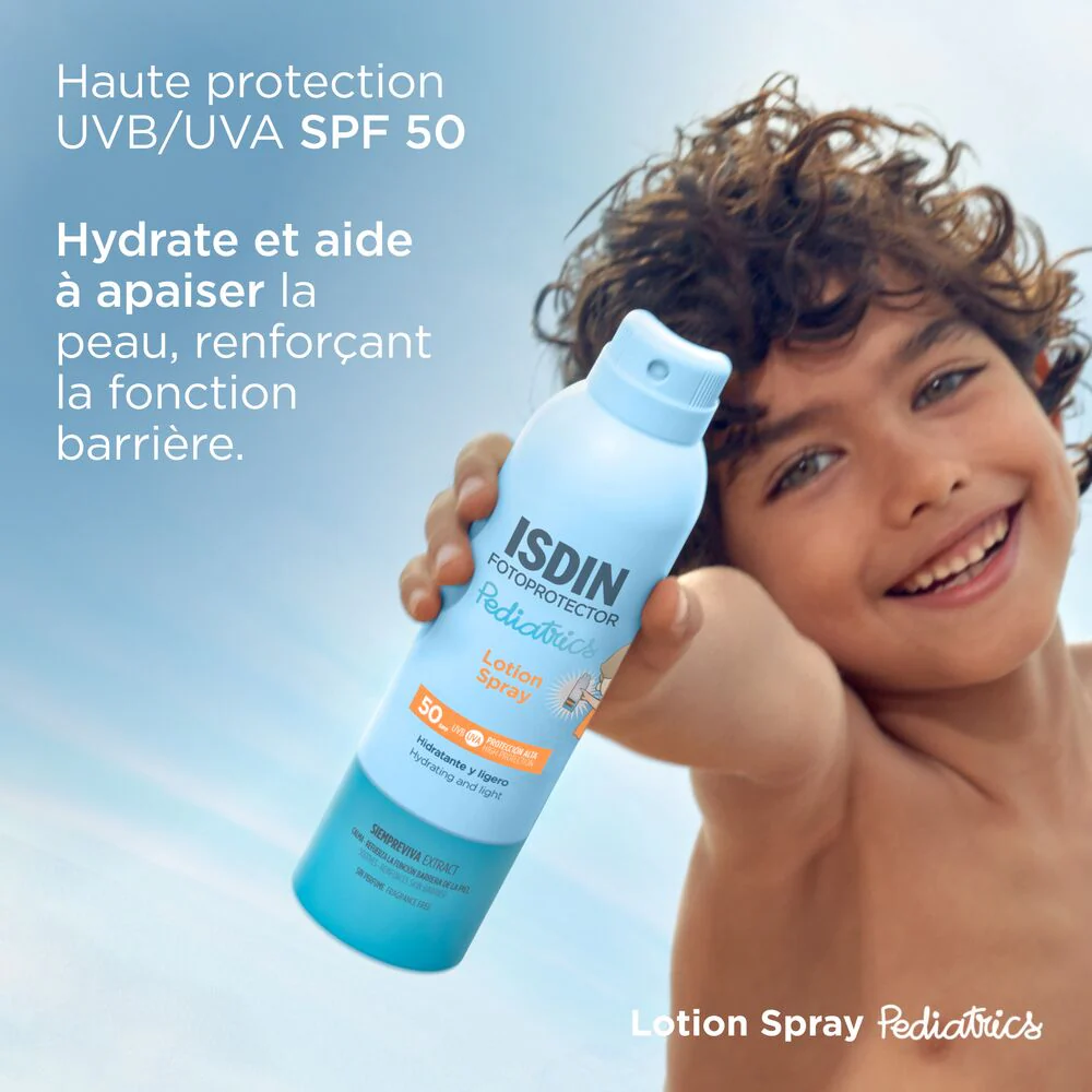 ISDIN Fotoprotector Lotion Spray Pediatrics SPF50 250ml Protection Enfants Spray Pratique Résistant Eau = Casquette Offerte - Image 5