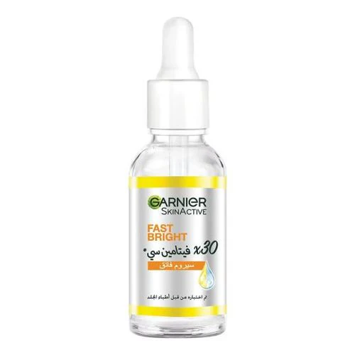 GARNIER SkinActive Fast Bright Booster Serum 30ml Sérum Éclaircissant Anti-Taches Vitamine C Niacinamide Éclat Uniforme
