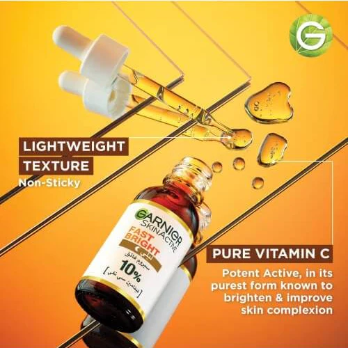 GARNIER Fast Bright Booster Sérum Night 30ml Sérum de Nuit Vitamine C Anti-Taches Éclat Luminosité Peau Terne Renouvellement Cellulaire - Image 4