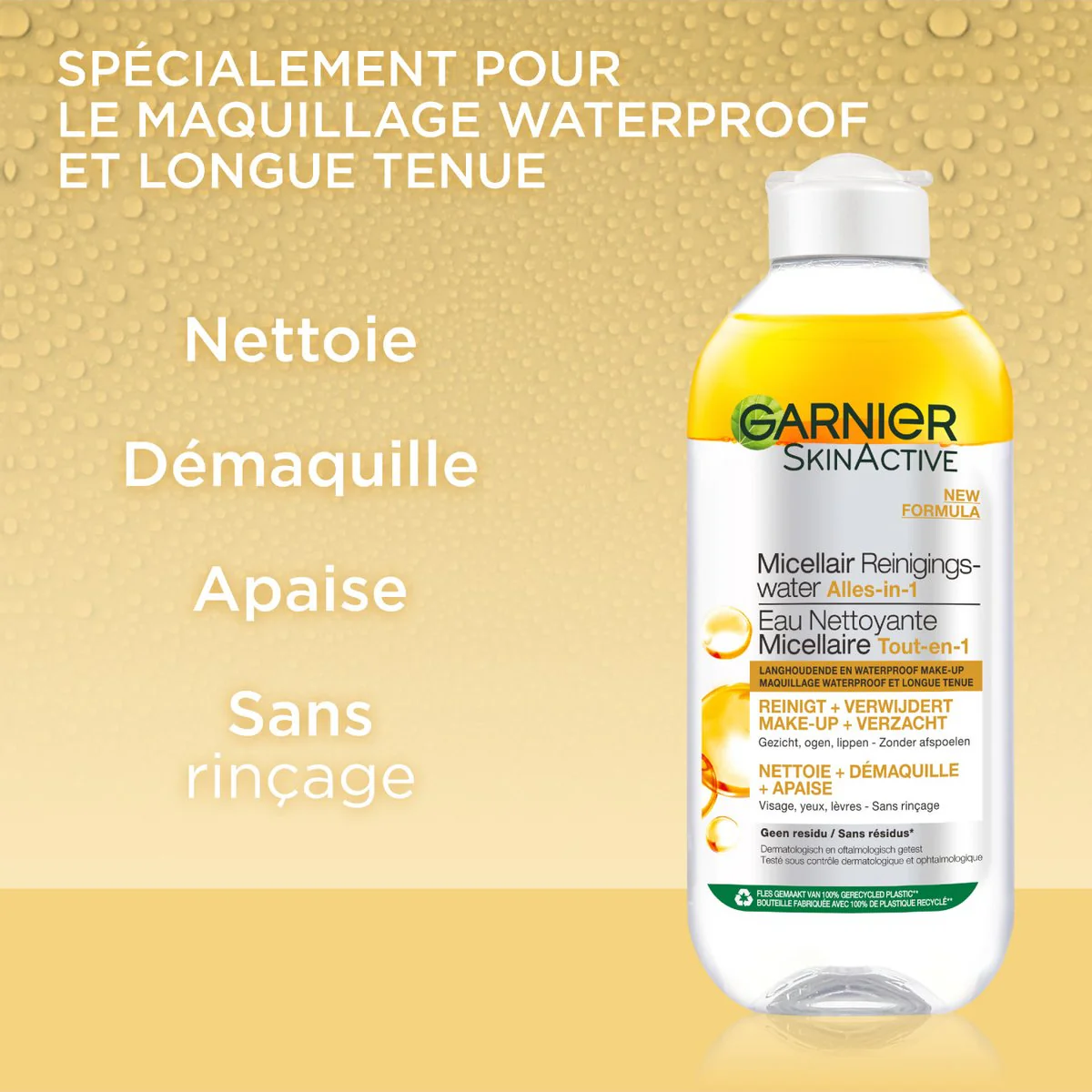 GARNIER SkinActive Eau Micellaire Nettoyante Huile d'Argan 400ml Démaquillant Nourrissant Peaux Sèches Sensibles Hydratation - Image 5