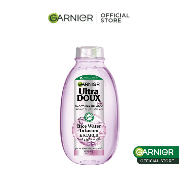 GARNIER Ultra Doux Shampoing Rice Water Eau de Riz Cheveux Fins Dévitalisés Volume Naturel Brillance Nettoyage Doux - Image 2