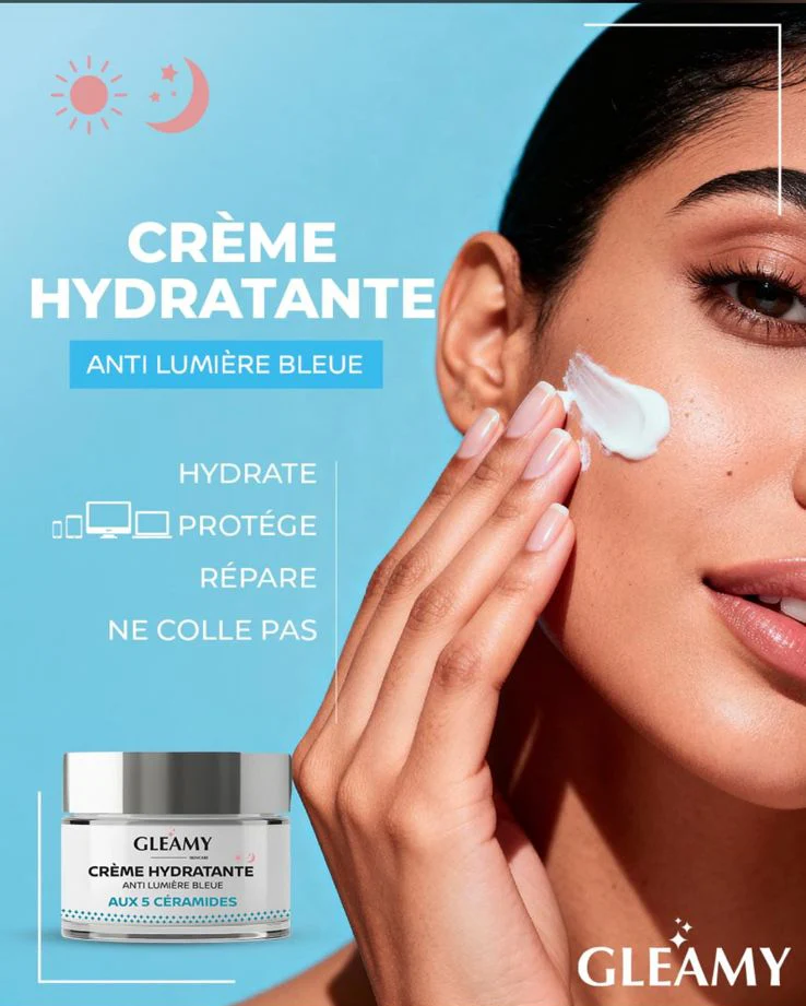 GLEAMY Crème Hydratante Anti Lumière Bleue 50ml Soin Visage Protection Écrans - Image 5