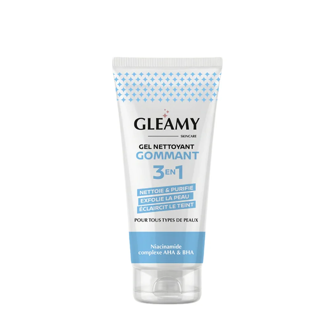 GLEAMY Gel Gommant 3-en-1 200ml Exfoliant Purifiant Éclat Visage Corps Peaux Ternes