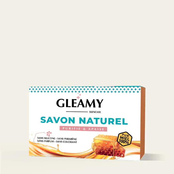 GLEAMY Savon Naturel Purifie & Apaise 100g Miel Amande Douce Nettoyant