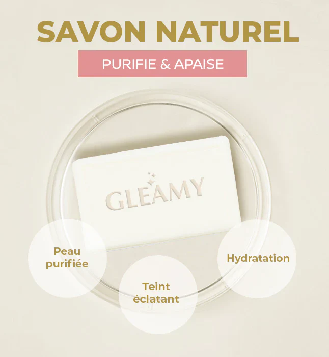 GLEAMY Savon Naturel Purifie & Apaise 100g Miel Amande Douce Nettoyant - Image 2