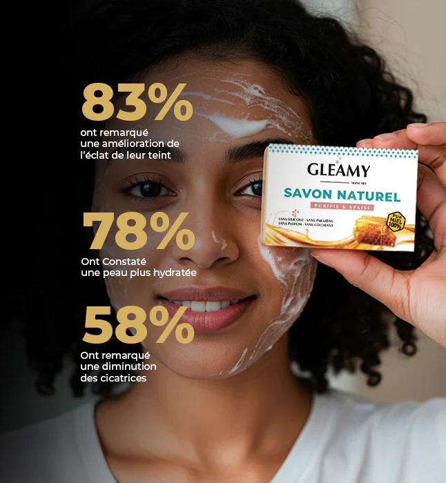 GLEAMY Savon Naturel Purifie & Apaise 100g Miel Amande Douce Nettoyant - Image 6