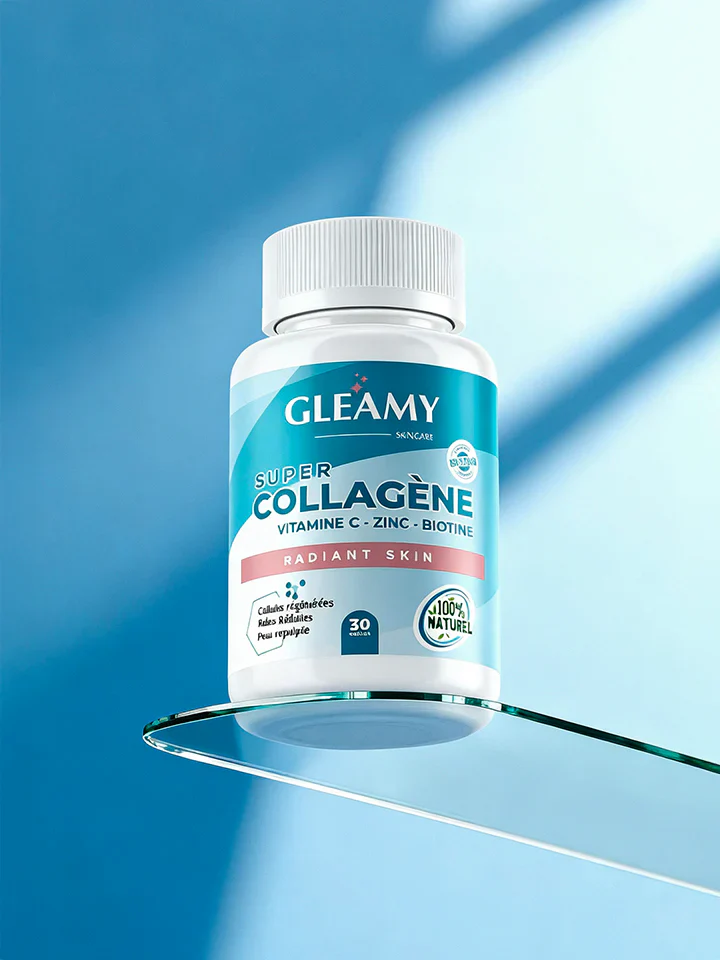 GLEAMY Super Collagène 30 Gélules Marin Anti-Rides Raffermissant Vitamine C Zinc - Image 3