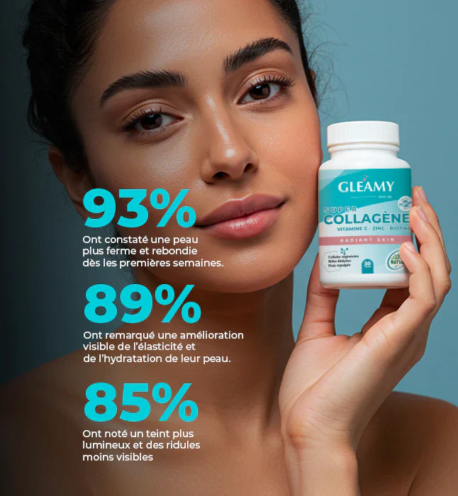 GLEAMY Super Collagène 30 Gélules Marin Anti-Rides Raffermissant Vitamine C Zinc - Image 6