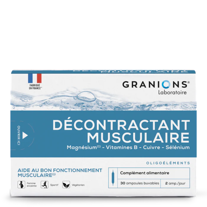 GRANIONS Décontractant Musculaire 30 Ampoules Magnésium Vitamine B6 Crampes Tensions