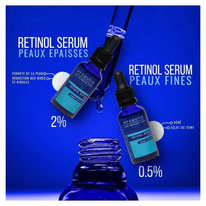 HT Ceutic Retinol Sérum 0.5% 30ml Anti-Âge Débutant Rides Renouvellement Cellulaire Douceur - Image 2