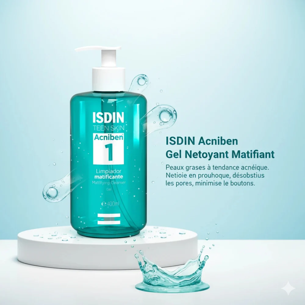 ISDIN Acniben Gel Nettoyant Matifiant 400ml Peaux Grasses Imperfections Nettoyage Purifiant - Image 2