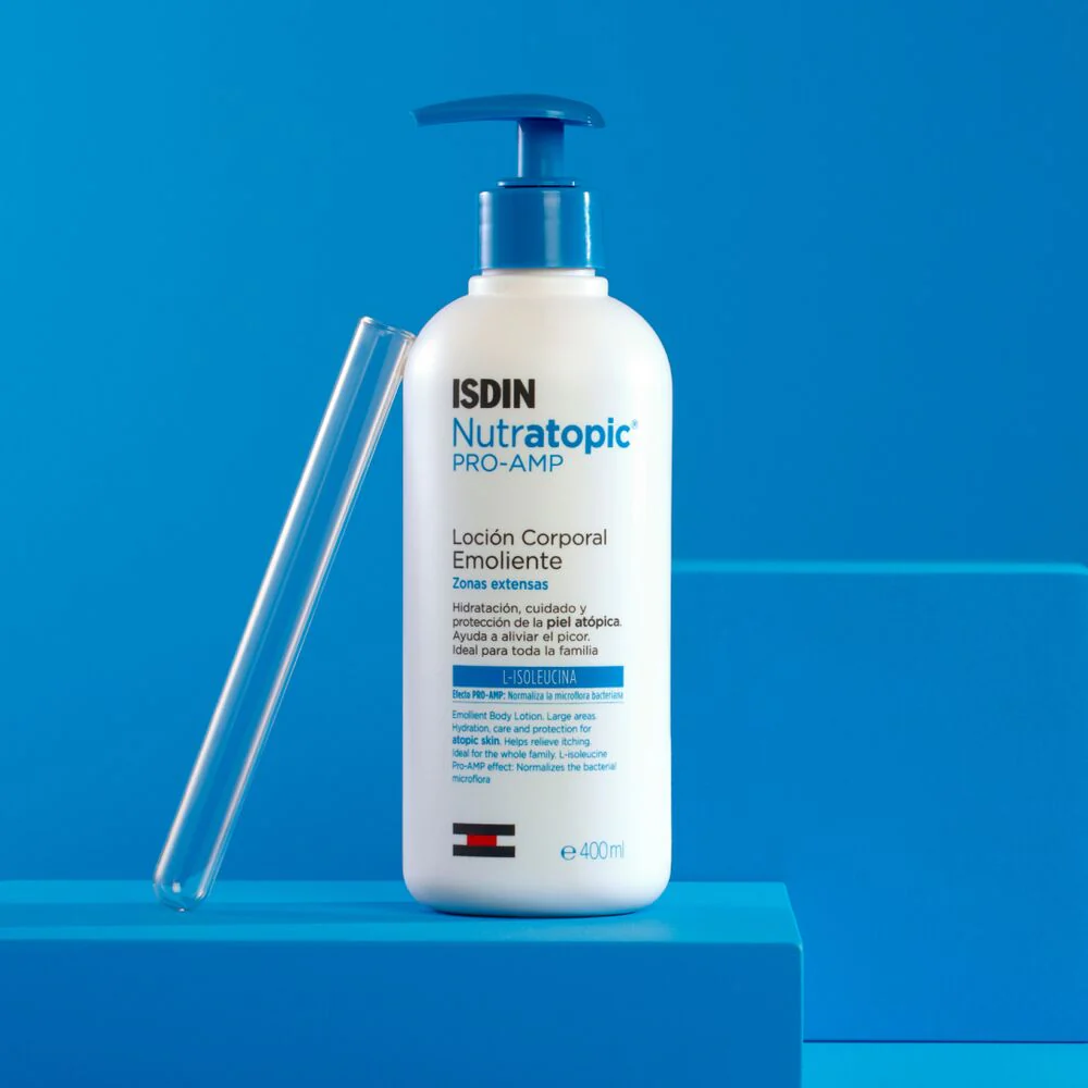 ISDIN Nutratopic Pro-AMP Lotion Émolliente 400ml Soin Corps Peau Atopique Sèche Hydratation Intense - Image 2