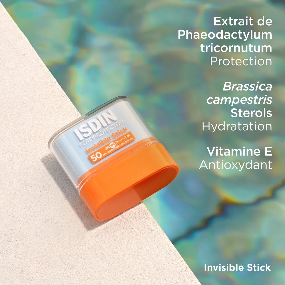 ISDIN Fotoprotector Invisible Stick SPF50 10g Zones Sensibles Invisible Résistant Eau = Coque Offerte - Image 9