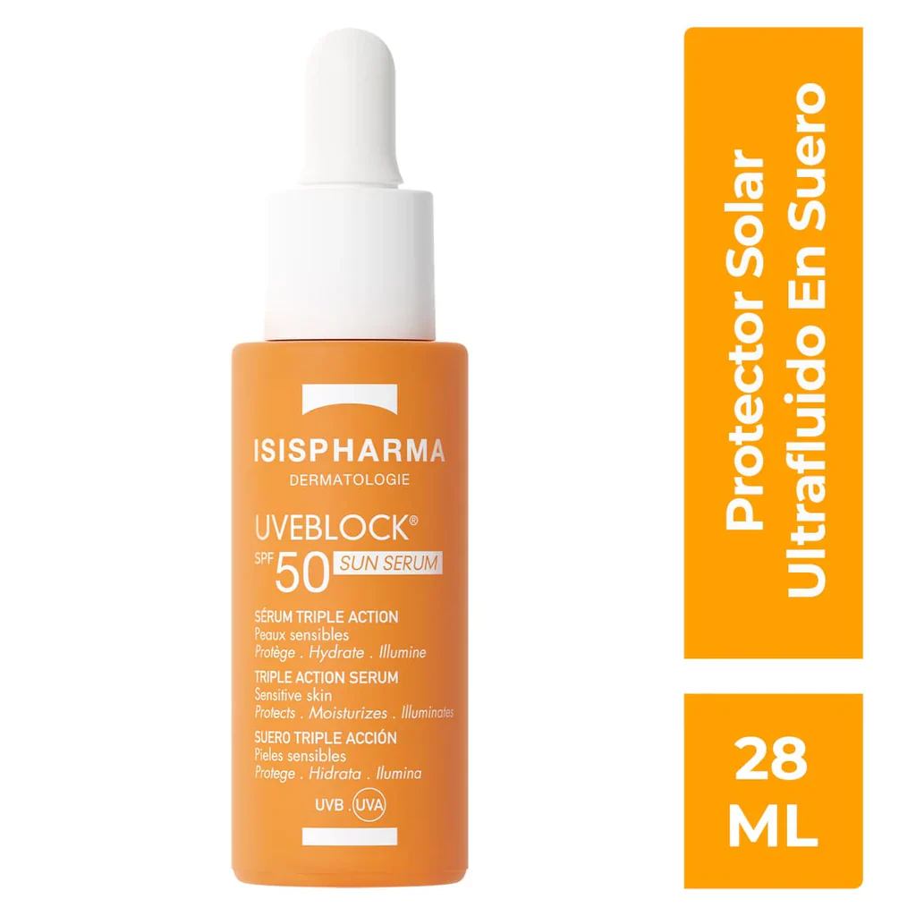 ISISPHARMA Uveblock SPF 50+ Sun Serum 28ml Triple Action Protection Solaire - Image 4