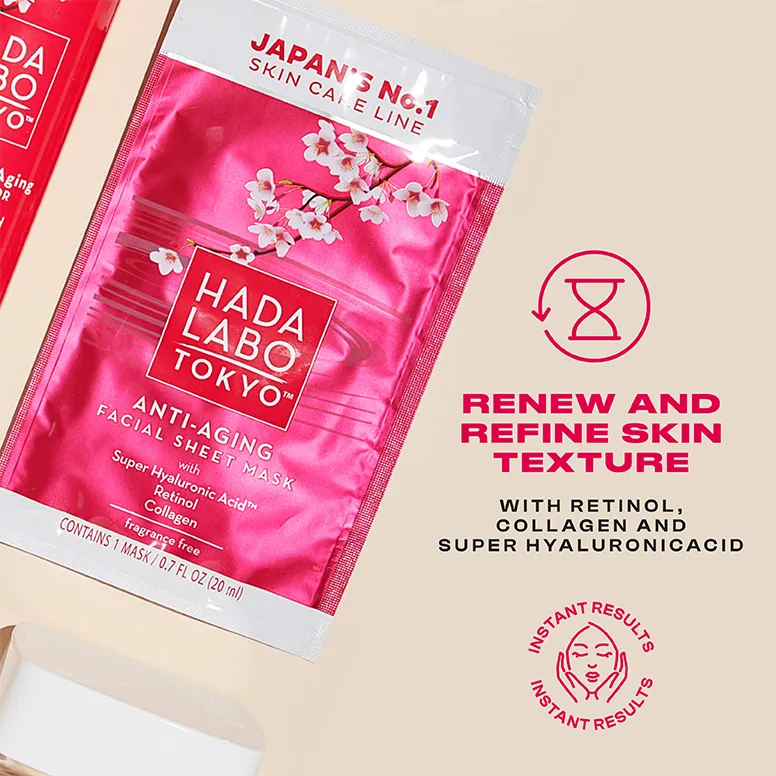 JAPANESE HADA LABO  Anti Age Moist Mask 20ml Masque Visage Anti-Âge Hydratant Acide Hyaluronique - Image 4