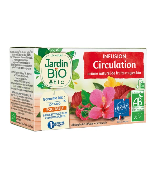 JARDIN BIO Infusion Circulation Sanguine 20 Sachets Tisane Bio Circulation Sanguine Jambes Légères Bien-être